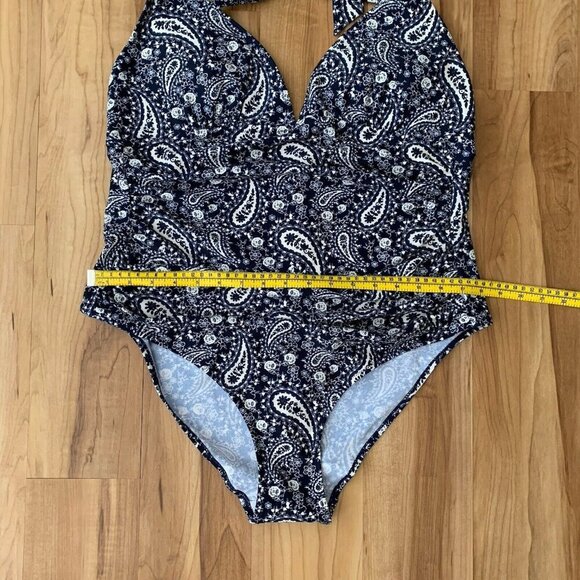 First Way Halter Paisley One Piece Swimsuit Size XXL Ruched New - Picture 4 of 10